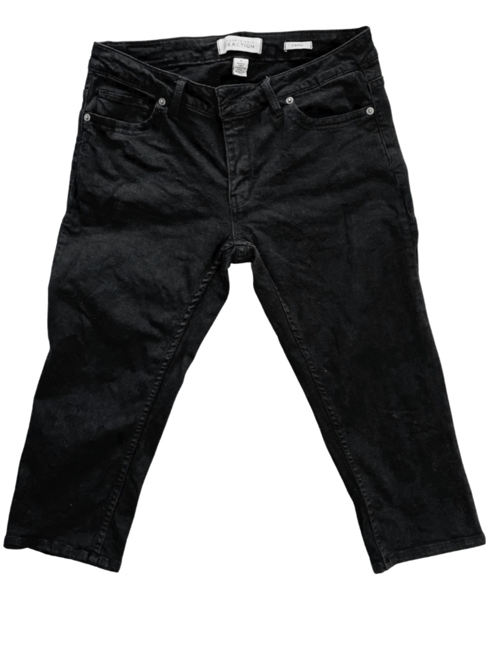 Kenneth Cole Reaction Black Capri Jeans Women's Size 6 NWT Mid Rise Stretch Crop